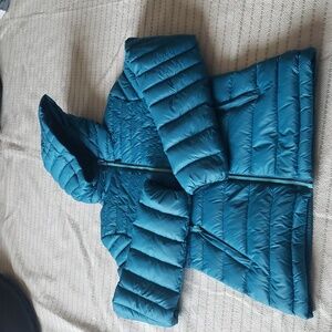 Woods women's water repellant down light puffer jacket teal green small